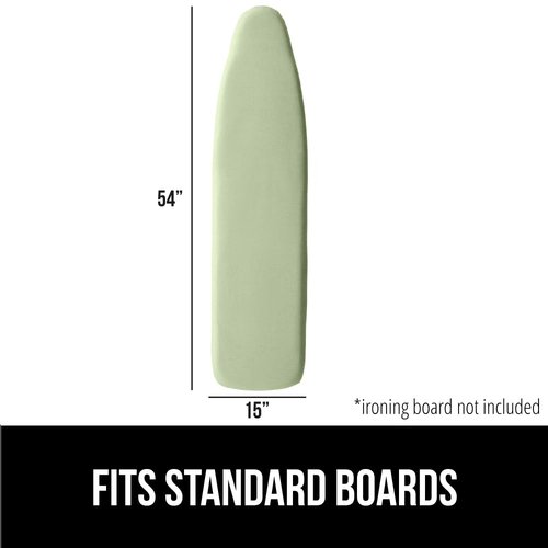 GORILLA GRIP The Original Ironing Board Cover and Pad, Silicone Coating, 400°F Scorch Resistant Thick Padding, Heavy Duty Iron Covers Standard Boards, Hook and Loop Fastener Strap, Sage 15x54