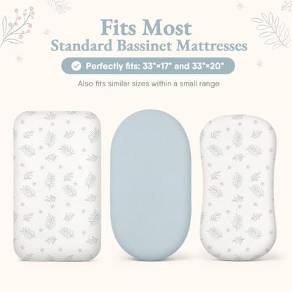BabyBond Muslin Bassinet Sheet Fitted for Baby Blue – Soft & Breathable 2 Pack