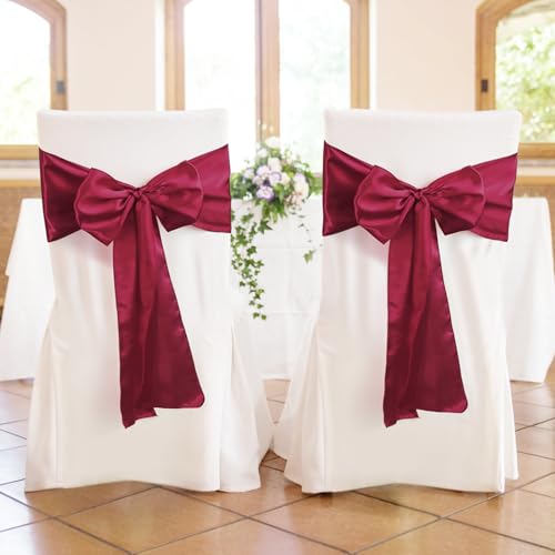 Burgundy Satin Table Runner 12x108 Inch Set of 2 for Holiday Party Decorations - Variation of 2