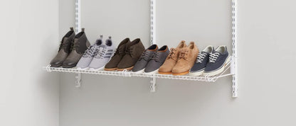 Rubbermaid Customizable Wall Mount Shoe Shelf - White | Ideal for Home Organization & Closet Storage