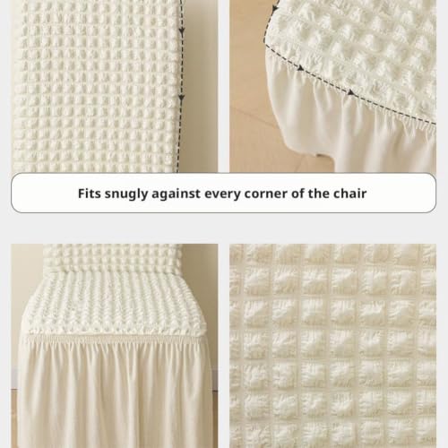Beige Dorm Chair Cover with Skirt - Stretchy Washable Seat Protector