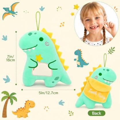 6-Inch Dinosaur Plush Tooth Fairy Gift with Tooth Holder Pocket for Kids