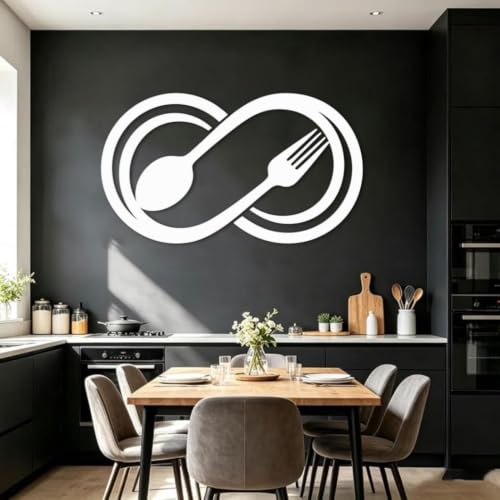 Infinity Spoon Fork Metal Wall Art - Black 30x17 Inch Kitchen Decor