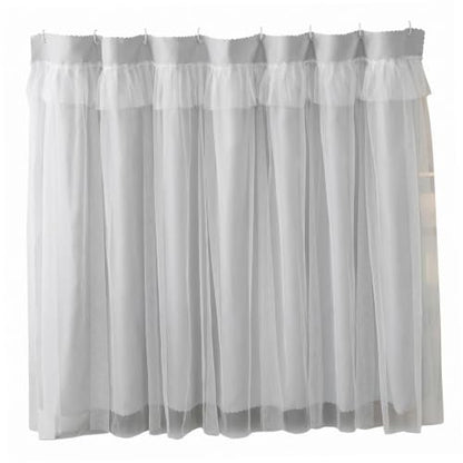 Gray Blackout Bunk Bed Curtains with Lace Trim for Privacy & Dorm Room