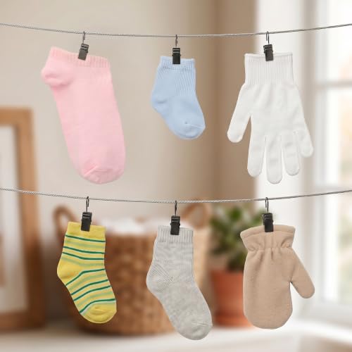 Small Curtain Clips Hooks for Hanging String Lights - Black, 60 Pack