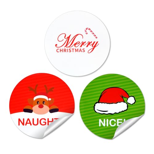 Christmas Naughty or Nice Stickers 48 Pack - Holiday Gift Labels for Kids & Adults