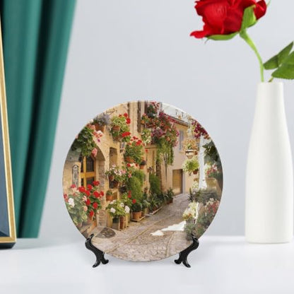 Tuscany Town Scenery Alley Bone China Decorative Plate - Artful Home Decor