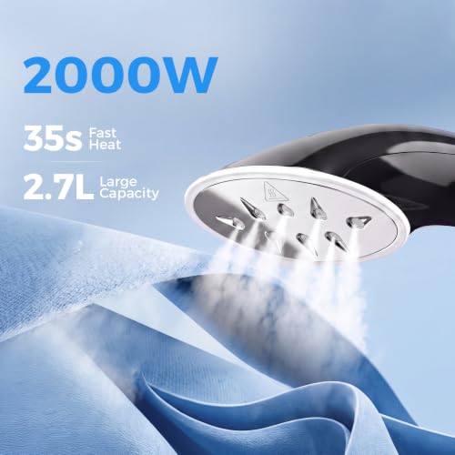 Garment Steamer for Clothes 2000W Standing Iron with Dual Poles - Black Silver