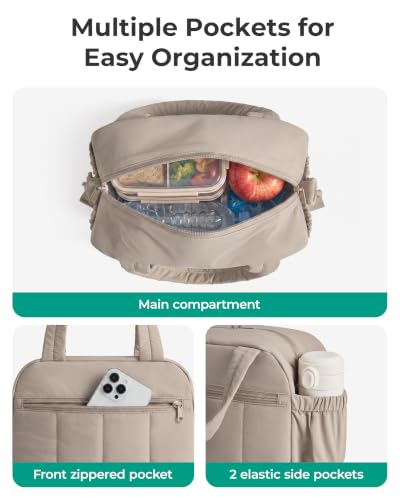 Insulated Puffy Lunch Bag - Black, Medium Size, Heat Retention & Lightweight