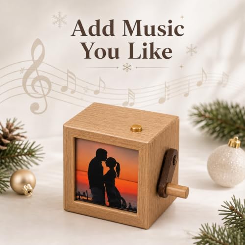 Custom Photo Flipbook Frame Animation - Hand-Crank Illuminated Memory Album with LED Light & Musical Function