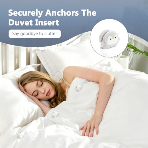 Needle-Free Duvet Cover Clips - Grey, 16 Pack Soft Coral Fleece Secure Fasteners