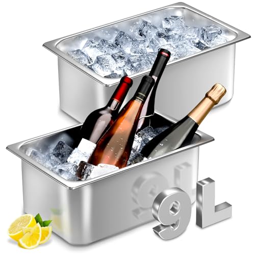 Meekoo 4 Pack 9L Stainless Steel Ice Buckets for Freezer, Wine & Beverage