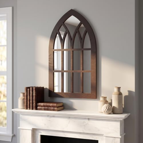 Gothic Arch Faux Window Frame Panel for Wall Decor Black - Medieval Style