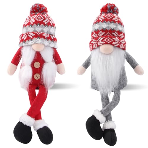 Christmas Gnome Decorations Set - Handmade Elf Santa Scandinavian Figurines