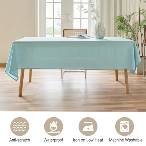 AUSSPVOCT Textured Tablecloth Round 60 Inch Waterproof Spill-Proof Wipeable Table Cloth Wrinkle Free Circle Dining Table Cover for Birthday Farmhouse Outdoor Party Tablecloths up to 44'' Dia Tables