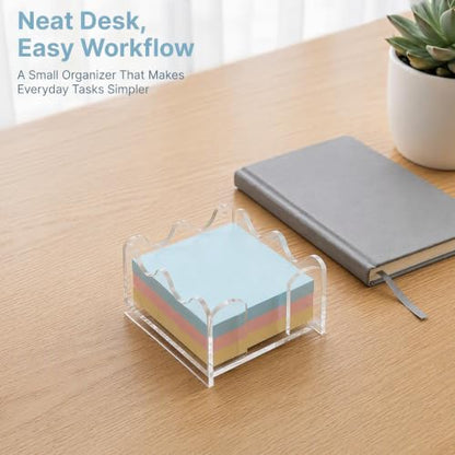 Scalloped Acrylic Sticky Note Holder for Desk Organization