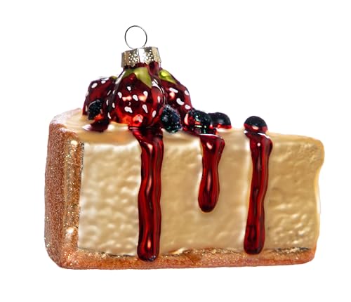 2PCS Hanging Glass Cheesecake Christmas Ornaments for Tree Decor
