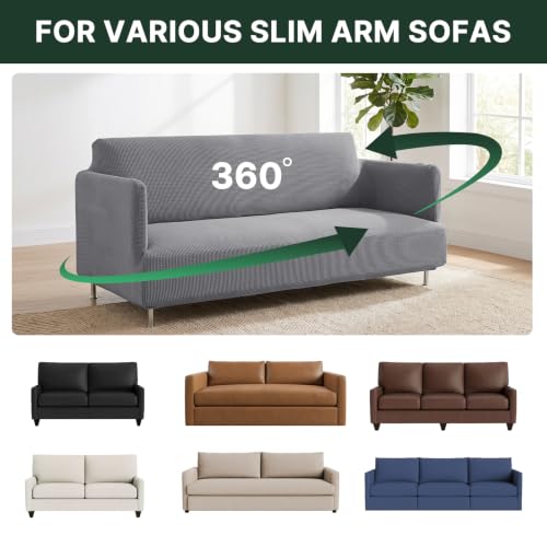 H.VERSAILTEX Mid Century Modern Sofa Cover 75-85 Inches Light Grey - Slim Arm