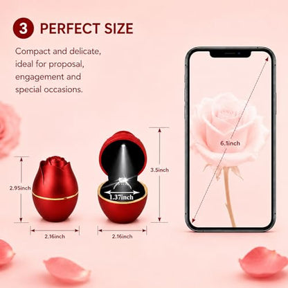 Rose LED Ring Box with Auto Light - Red Proposal Engagement Gift