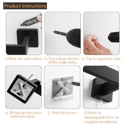 Matte Black 2-Piece Towel Hook Set Bathroom Robe Hooks Stainless Steel