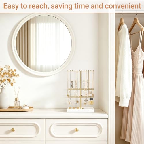 4-Tier Jewelry Organizer Stand with Necklace, Bracelet, Earring & Ring Storage