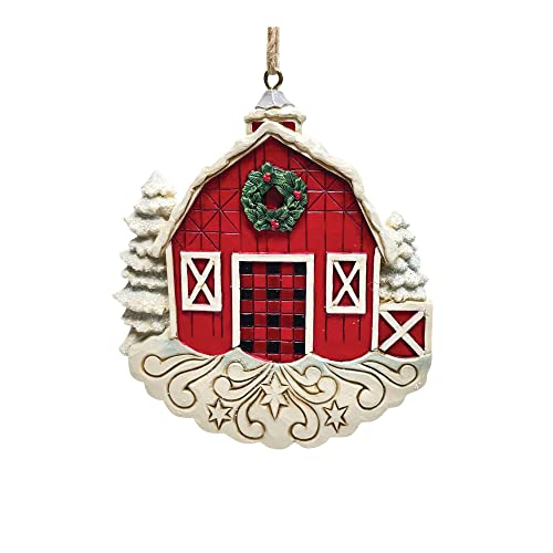 Jim Shore Christmas Ornament Red Barn Holiday Decor 3.5 Inch