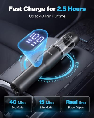 Black 4-in-1 Cordless Handheld Car Vacuum with 20000Pa Suction & LED Light