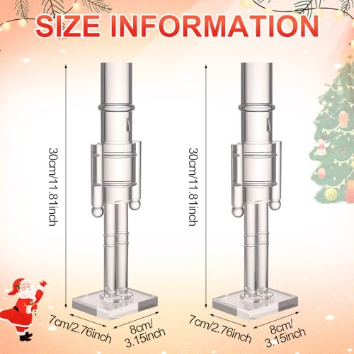 Acrylic Christmas Nutcracker Set - Clear 16 Inch & 12 Inch - 2 Pack - Holiday Decor