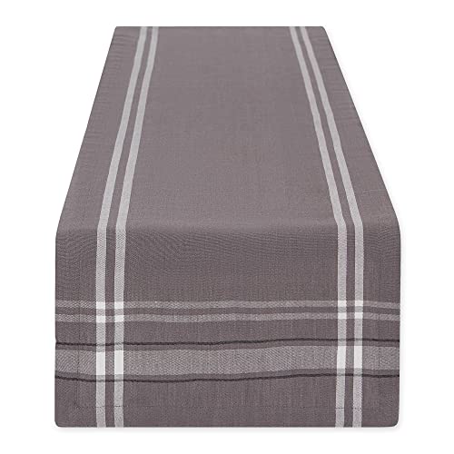 French Stripe Farmhouse Style Table Runner - Gray Chambray 14x72 Inches - Pack of 1