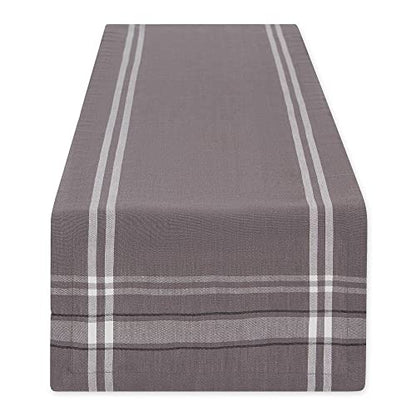 French Stripe Farmhouse Style Table Runner - Gray Chambray 14x72 Inches - Pack of 1