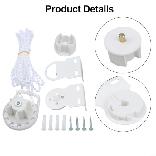 DIY Bead Chain Kit for 38mm Aluminum Roller Blinds - White Window Shade Repair Set