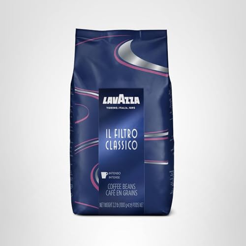 Lavazza Il Filtro Classico Dark Roast Whole Bean Coffee 2.2LB Bag ,Authentic Italian, Blended and roasted in Italy, Dark Chocolate and hazelnut aromatic notes