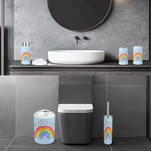 6-Piece Bathroom Accessory Set with Trash Can Soap Dispenser Toothbrush Holder