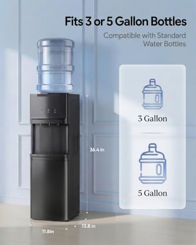 Euhomy Top Loading Water Dispenser for 3/5 Gallon Bottles - 3 Temperature Settings Child Lock
