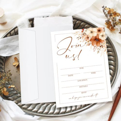 25 Pack Floral Invitation Cards with Envelopes for Weddings & Parties