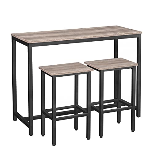 Bar Table and 2 Stools Set - Rectangular Pub Dining Set for Small Spaces
