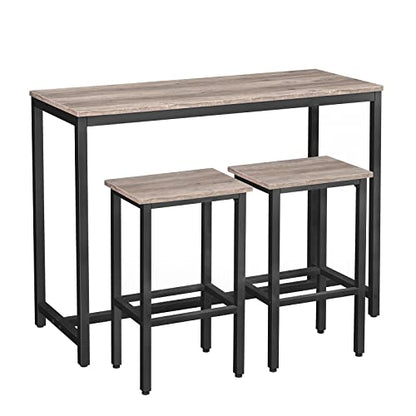 Bar Table and 2 Stools Set - Rectangular Pub Dining Set for Small Spaces