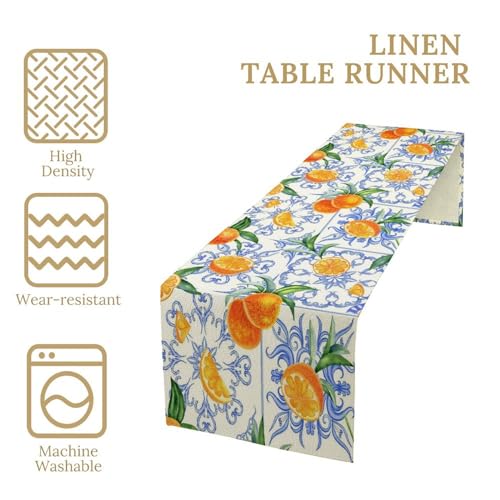 Summer Orange Table Runner 13x108in with Lemon Variation - Farmhouse Decor