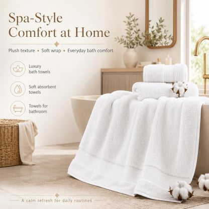KEMET Luxury Bath Towel Set of 3 Pink - Egyptian Cotton 700 GSM, Absorbent & Soft