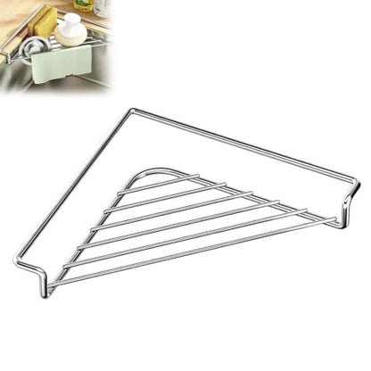 Stainless Steel Corner Sink Shelf with Open Wire Rack - Space-Saving Kitchen Organizer - Variation 1