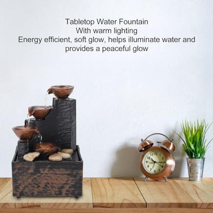 Mini USB Water Fountain with LED Light for Desktop & Bedroom Decor