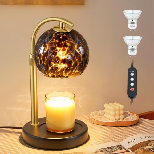 EJIAXIN Amber Candle Warmer Lamp with Timer & Dimmable Bulb - Safe Wax Melter Gift
