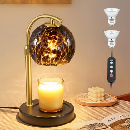 EJIAXIN Amber Candle Warmer Lamp with Timer & Dimmable Bulb - Safe Wax Melter Gift