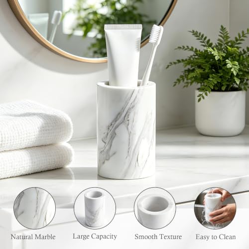 White Marble Bathroom Accessories Set - 3 Pieces for Home Decor