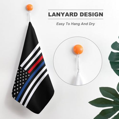 1PCS US Flag Hand Towels with Red Blue Thin Line for Bathroom & Kitchen