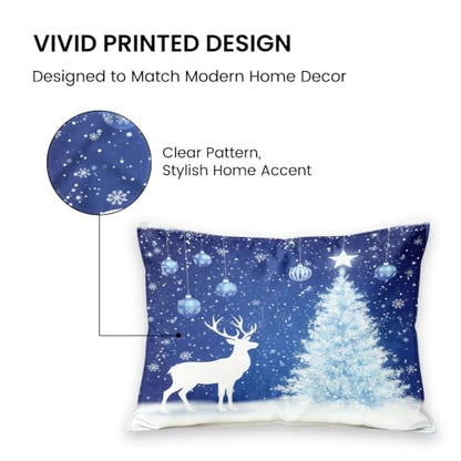 King Size Blue Christmas Pillow Cases Set of 2 - Ultra Soft Microfiber, Envelope Closure