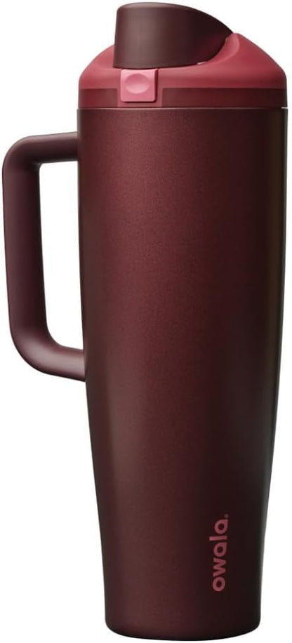 Owala FreeSip Tumbler - Insulated Stainless Steel Water Bottle with Straw & Handle | 40oz, Black Cherry, BPA Free