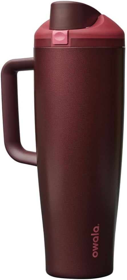 Owala FreeSip Tumbler - Insulated Stainless Steel Water Bottle with Straw & Handle | 40oz, Black Cherry, BPA Free
