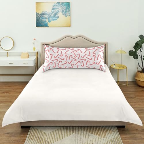 Christmas Satin Pillowcase for Hair & Skin - Red Candy Canes, Standard 20x26 Inches