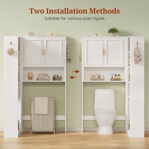 UPOSOJA White L-Shaped Modular Over Toilet Storage Cabinet - Bathroom Organizer